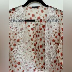 NWOT Rosamosario Roses Italian 100% Silk Short Couture Robe Spring Bride